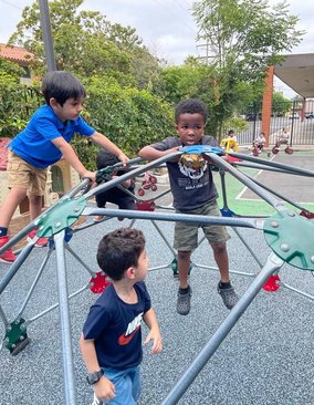 Children playing at Level Up Montessori's after-school program for kindergartners with nearby school pick-up.