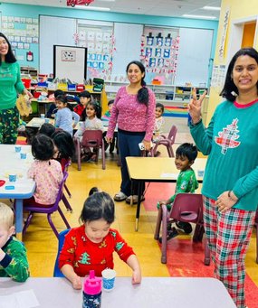 Children and teachers at Level Up Montessori showcasing team culture and learning environment in the Bay Area.