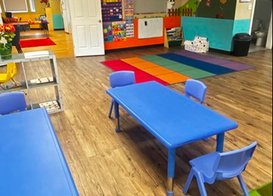 Montessori classroom in Bay Area for children ages 12 months to 6 years, featuring colorful and engaging learning spaces.